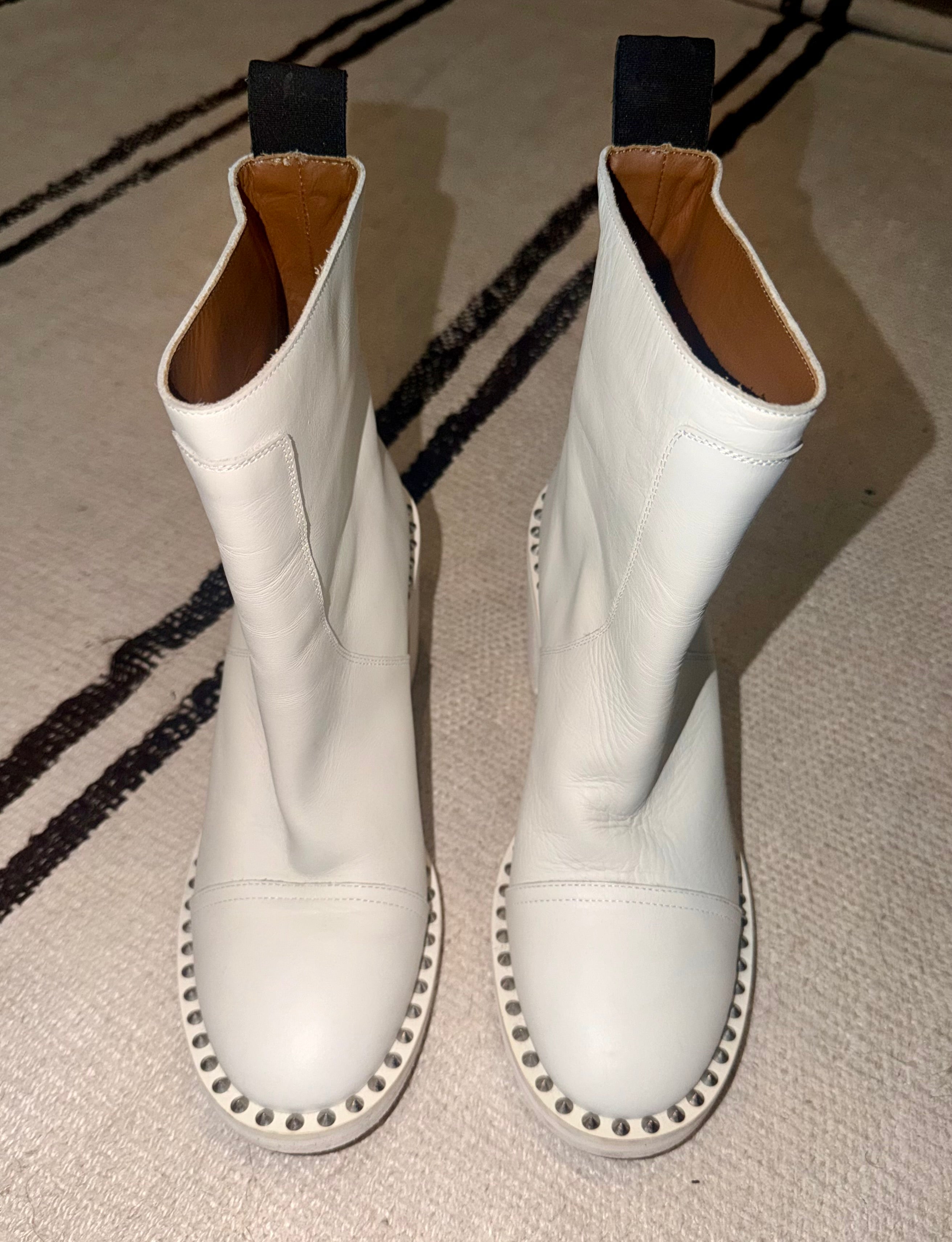 Zadig & Voltaire White Heeled Boots with Stacked Heel - 39